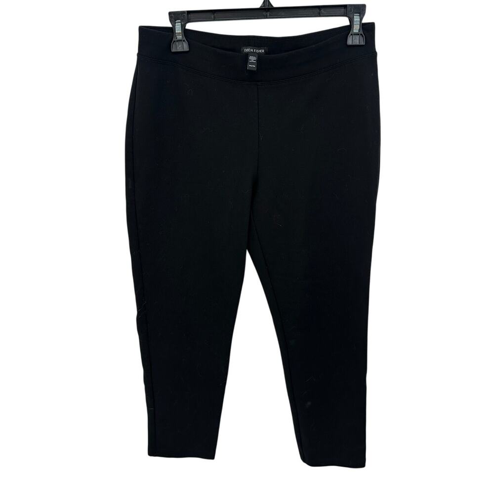 EILEEN FISHER Stretch Ponte Pull-On Pants in Black // Medium Petite
